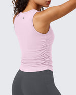 G4Free - G4Free BareFeel Ruched High Neck Yoga Tank Top -GF26L991A001F-XS
