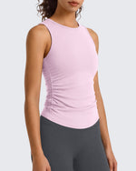 G4Free - G4Free BareFeel Ruched High Neck Yoga Tank Top -GF26L991A001F-XS