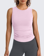 G4Free - G4Free BareFeel Ruched High Neck Yoga Tank Top -GF26L991A001F-XS