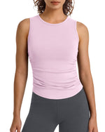G4Free - G4Free BareFeel Ruched High Neck Yoga Tank Top -GF26L991E004F-XS