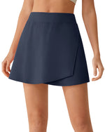 G4Free - G4Free BareFeel Wrap A-Line Tennis Skirt with Built-in Shorts & Pockets -GF26H883D019A-S