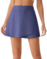 G4Free - G4Free BareFeel Wrap A-Line Tennis Skirt with Built-in Shorts & Pockets -GF26H883I003A-S