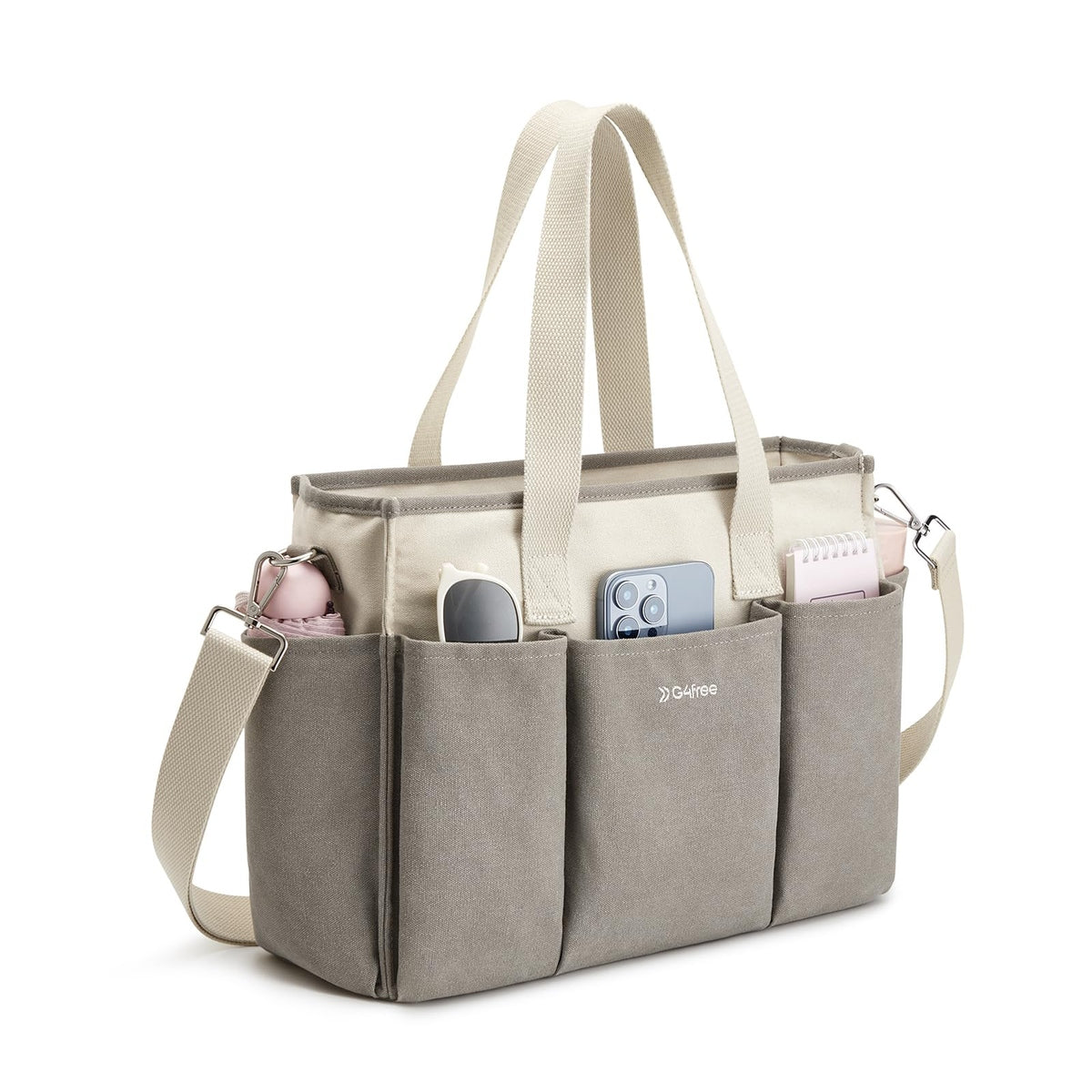 G4Free - G4Free Canvas with Pockets, Medium Size Crossbody Work Tote Bag -TN24B473C