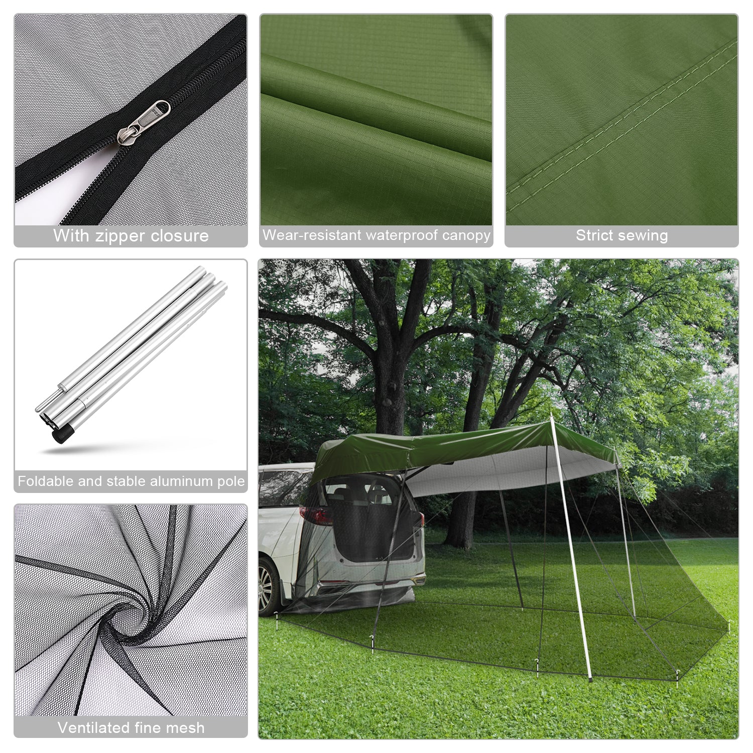 G4Free - G4Free Car Awning with Mosquito Net – Portable Tailgate Shade for Camping -GD21B002B