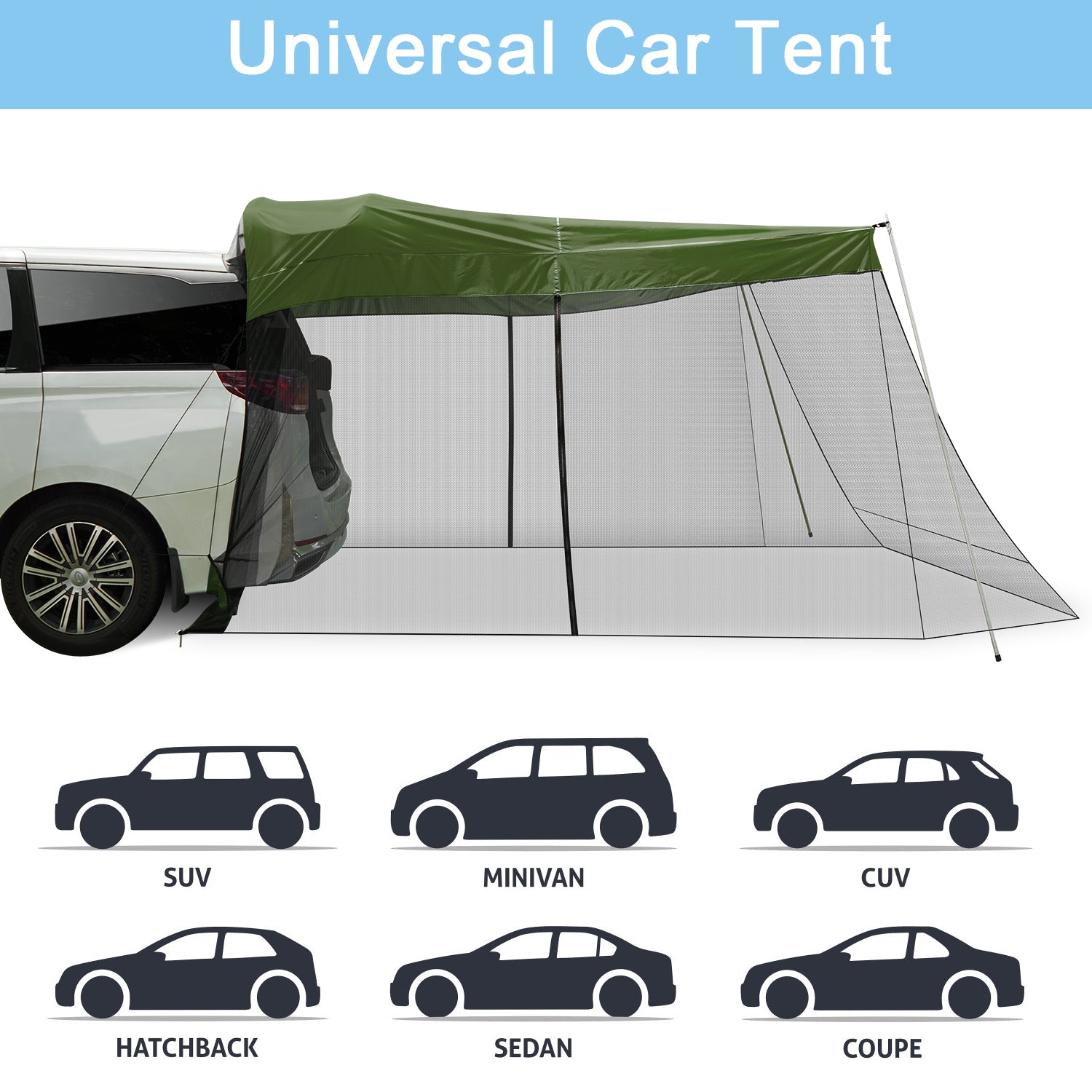G4Free - G4Free Car Awning with Mosquito Net – Portable Tailgate Shade for Camping -GD21B002B