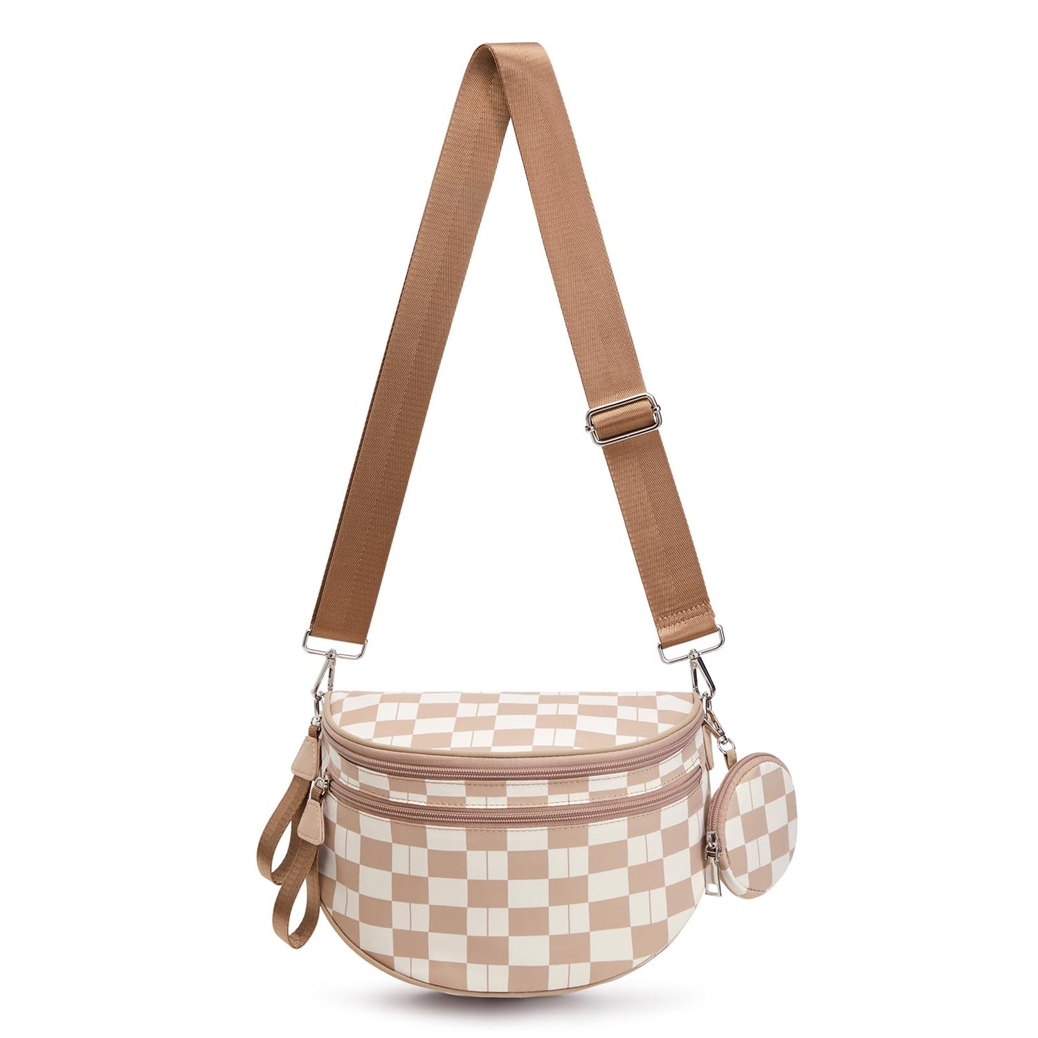 G4Free - G4Free Checkered Crossbody Bum Bag with Removable Pouch Lightweight -TN26B628A