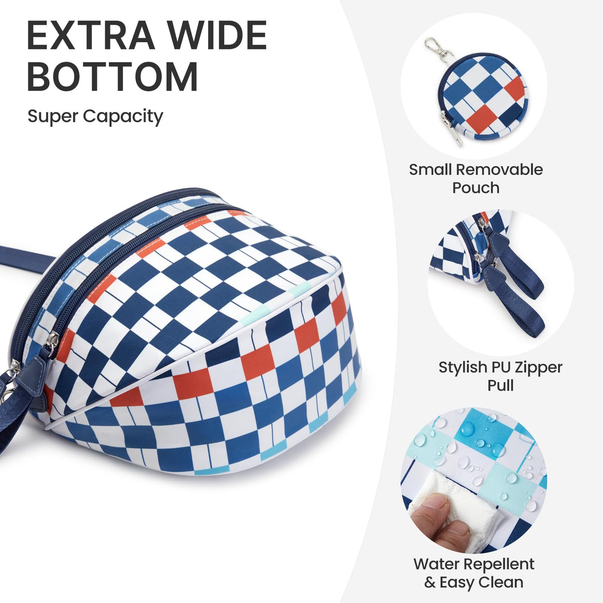 G4Free - G4Free Checkered Crossbody Bum Bag with Removable Pouch Lightweight -TN26B628A