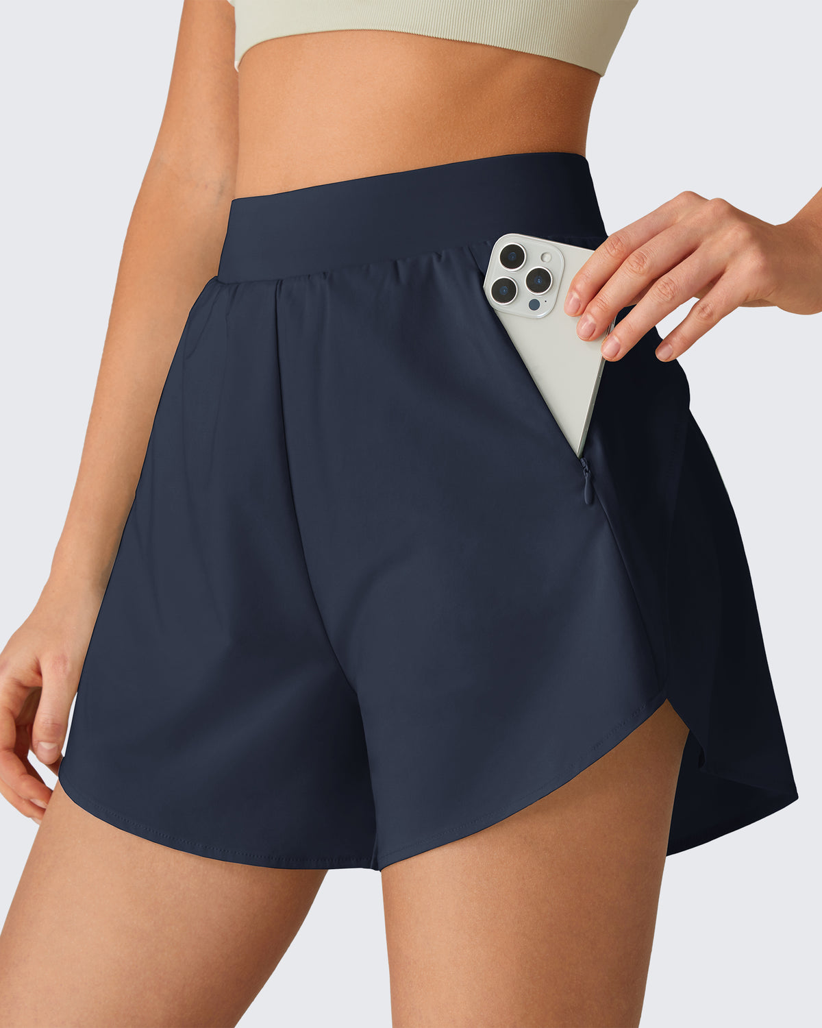 G4Free - G4Free Chillwhisp 2.5" Dolphin Hem Running Shorts with Pockets -GF26E842A001A-S