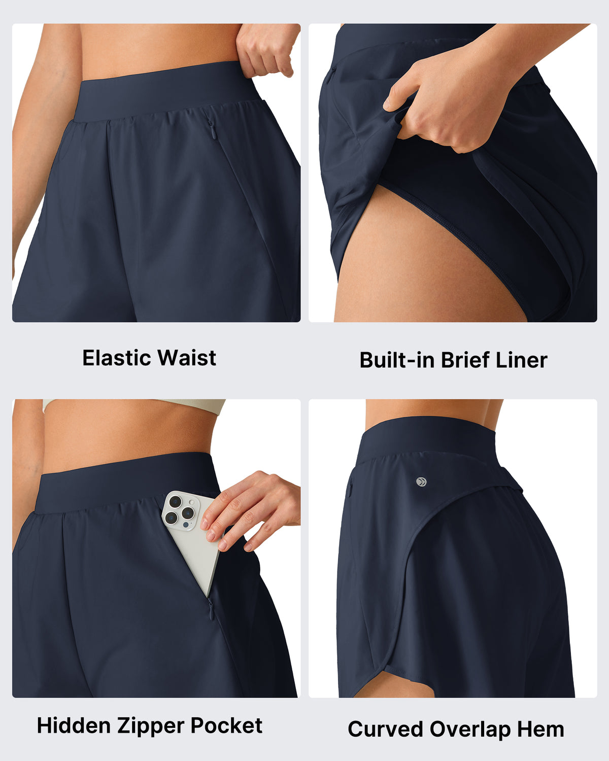 G4Free - G4Free Chillwhisp 2.5" Dolphin Hem Running Shorts with Pockets -GF26E842A001A-S