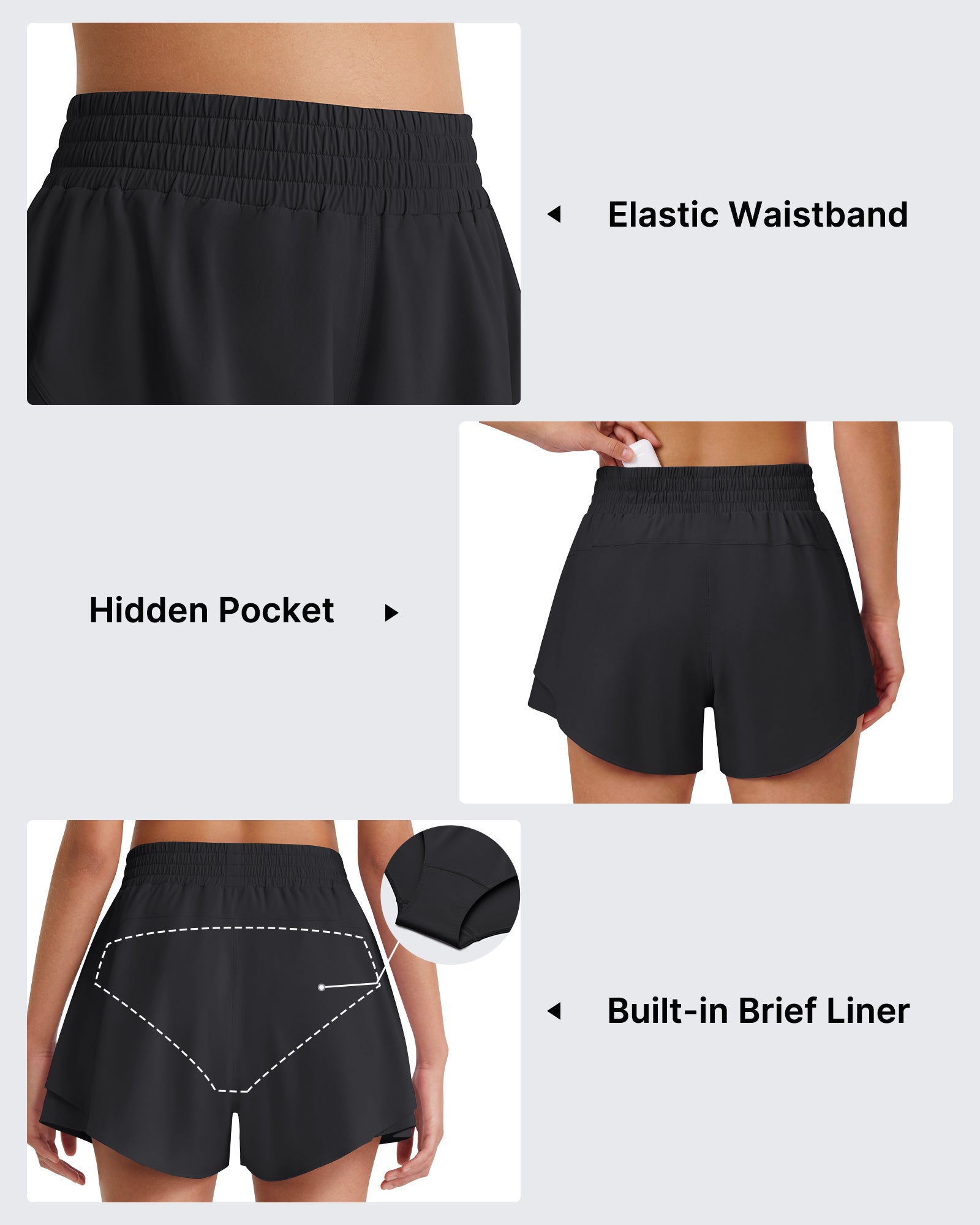 G4Free - G4Free Chillwhisp 2.5'' High Waist Running Shorts with Liner Pocket -GF26E936A001A-S