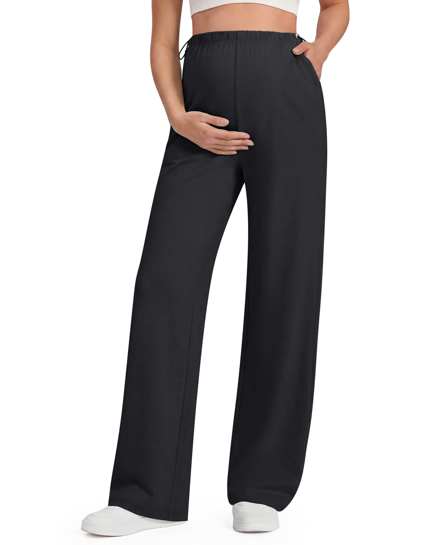 G4Free - G4Free Chillwhisp Maternity Wide Leg Pants – Adjustable Waist -GF26JY1021A001A-S
