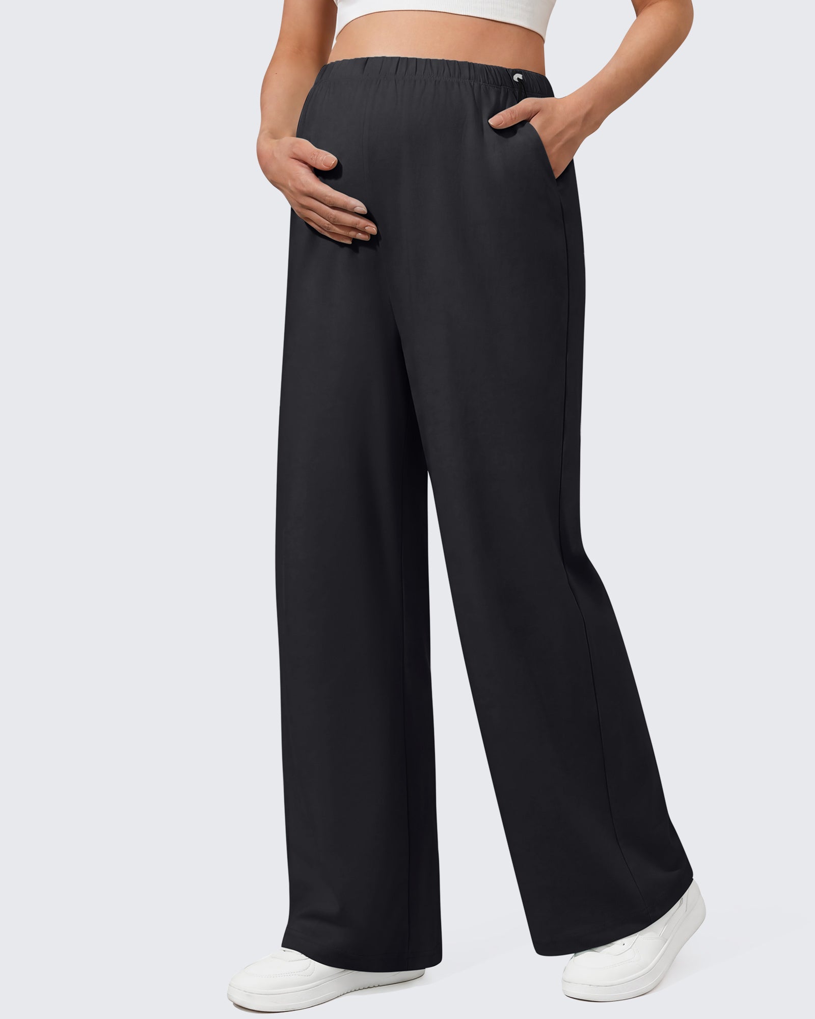 G4Free - G4Free Chillwhisp Maternity Wide Leg Pants – Adjustable Waist -GF26JY1021A001A-S
