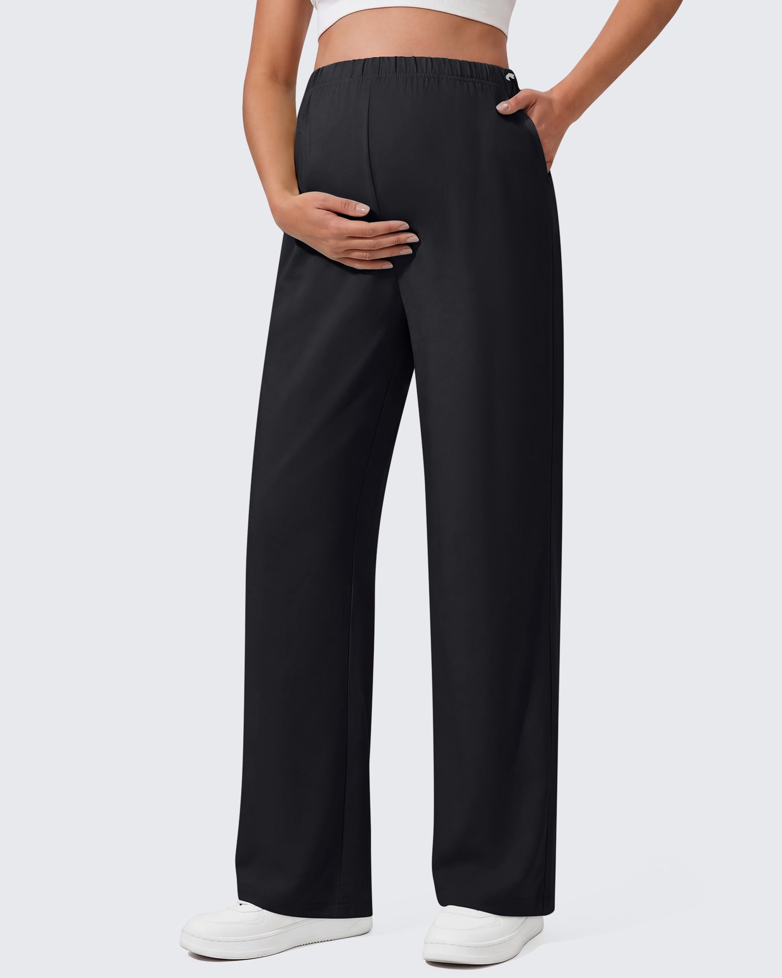 G4Free - G4Free Chillwhisp Maternity Wide Leg Pants – Adjustable Waist -GF26JY1021A001A-S