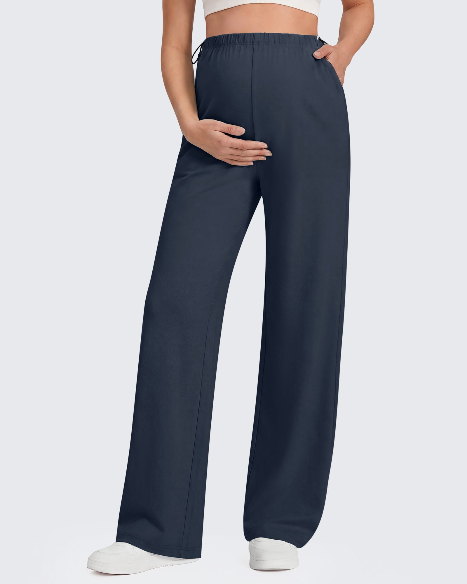 G4Free - G4Free Chillwhisp Maternity Wide Leg Pants – Adjustable Waist -GF26JY1021A001A-S