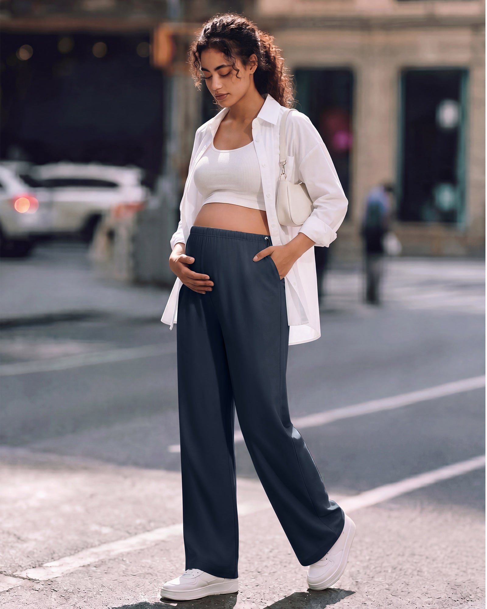 G4Free - G4Free Chillwhisp Maternity Wide Leg Pants – Adjustable Waist -GF26JY1021A001A-S