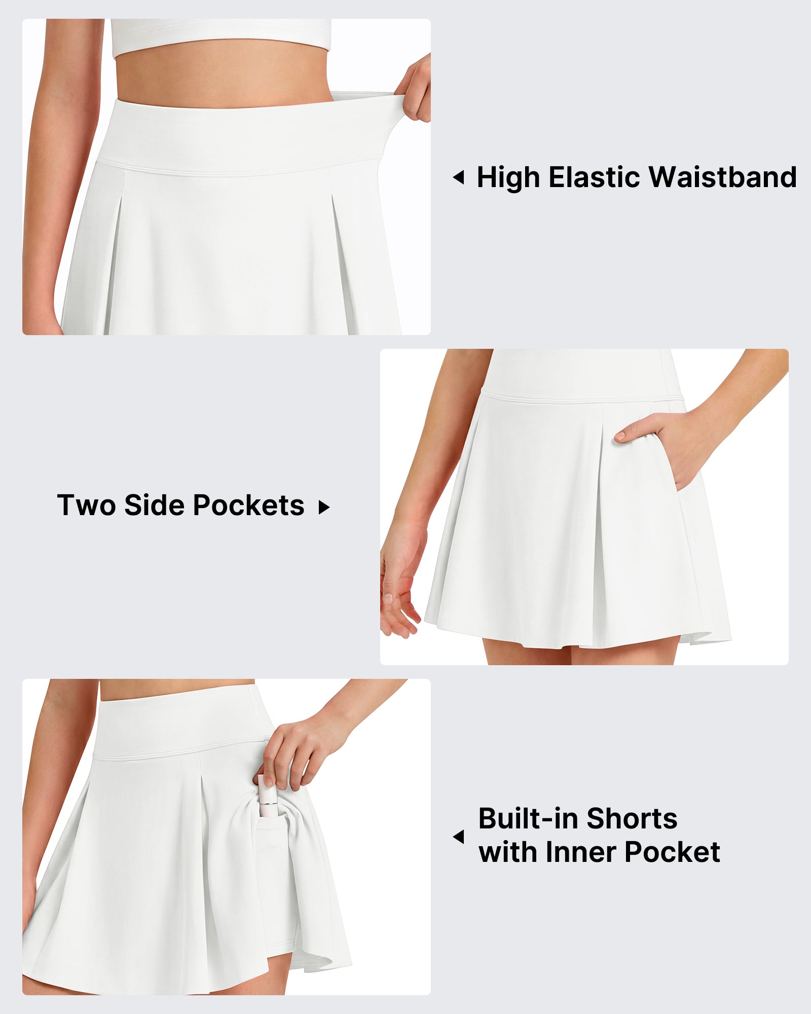 G4Free - G4Free Chillwhisp Pleated Tennis Skirt for Girls – High Waisted Skort with 4 Pockets -GF26HG946A001A-S