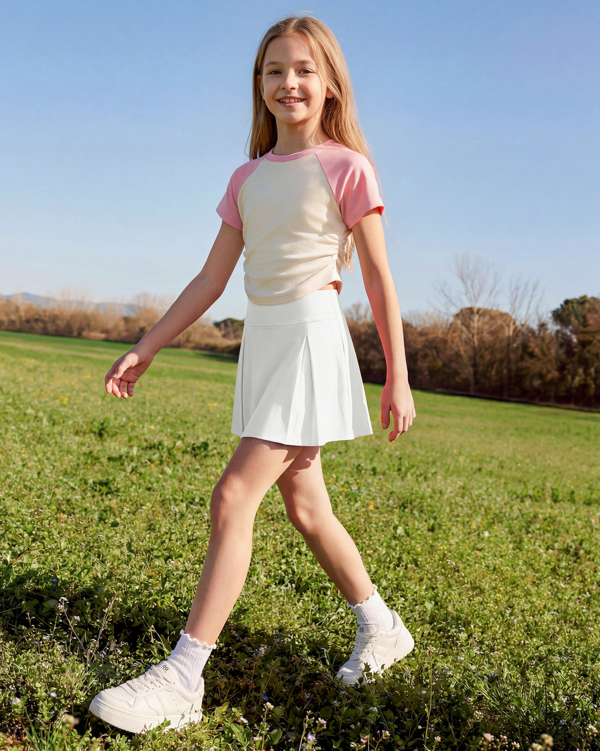 G4Free - G4Free Chillwhisp Pleated Tennis Skirt for Girls – High Waisted Skort with 4 Pockets -GF26HG946A001A-S