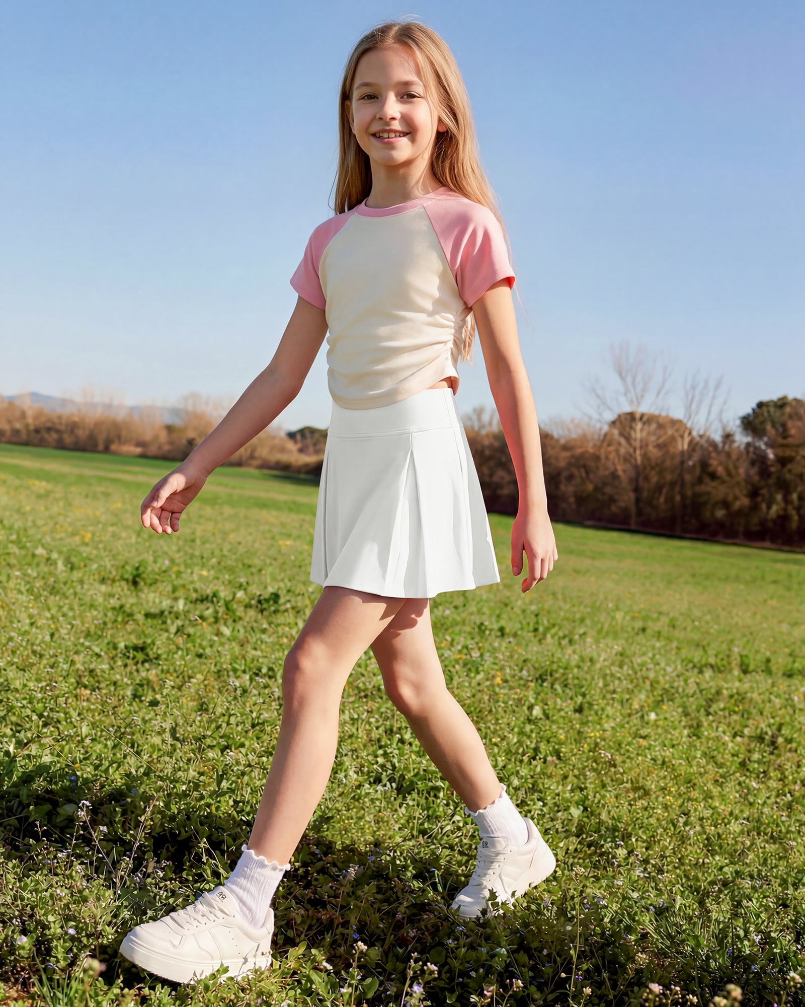 G4Free - G4Free Chillwhisp Pleated Tennis Skirt for Girls – High Waisted Skort with 4 Pockets -GF26HG946A001A-S