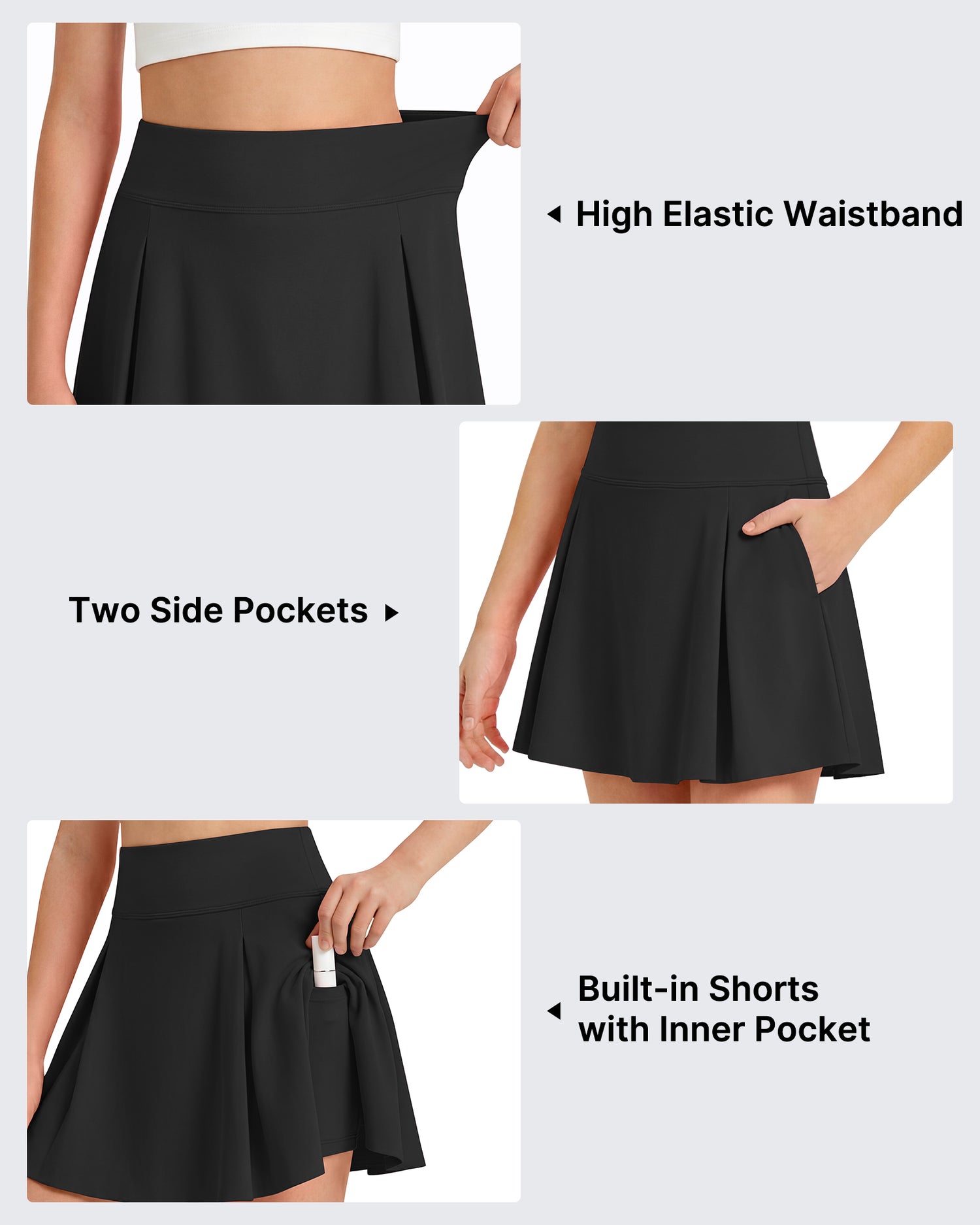 G4Free - G4Free Chillwhisp Pleated Tennis Skirt for Girls – High Waisted Skort with 4 Pockets -GF26HG946A001A-S