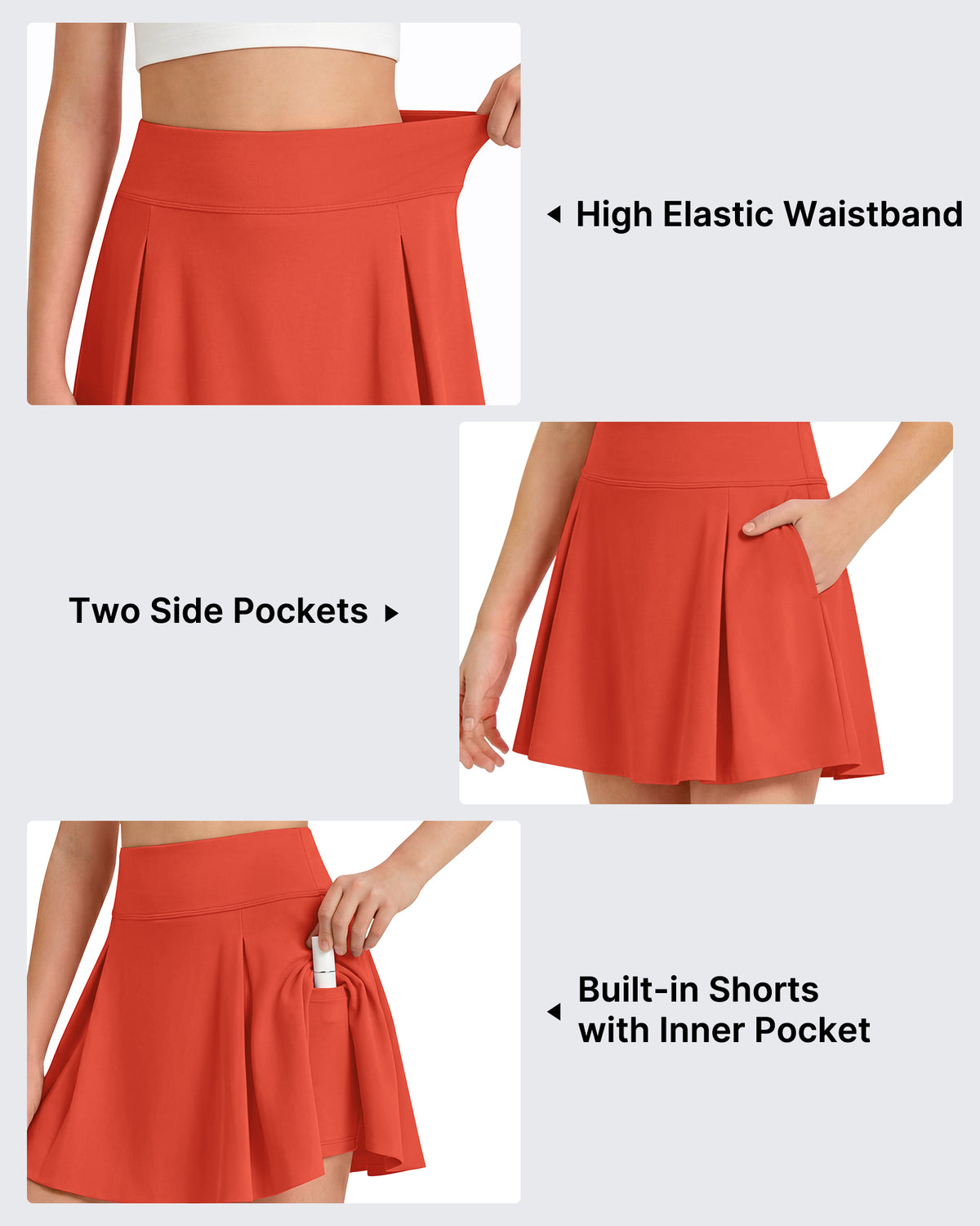 G4Free - G4Free Chillwhisp Pleated Tennis Skirt for Girls – High Waisted Skort with 4 Pockets -GF26HG946A001A-S