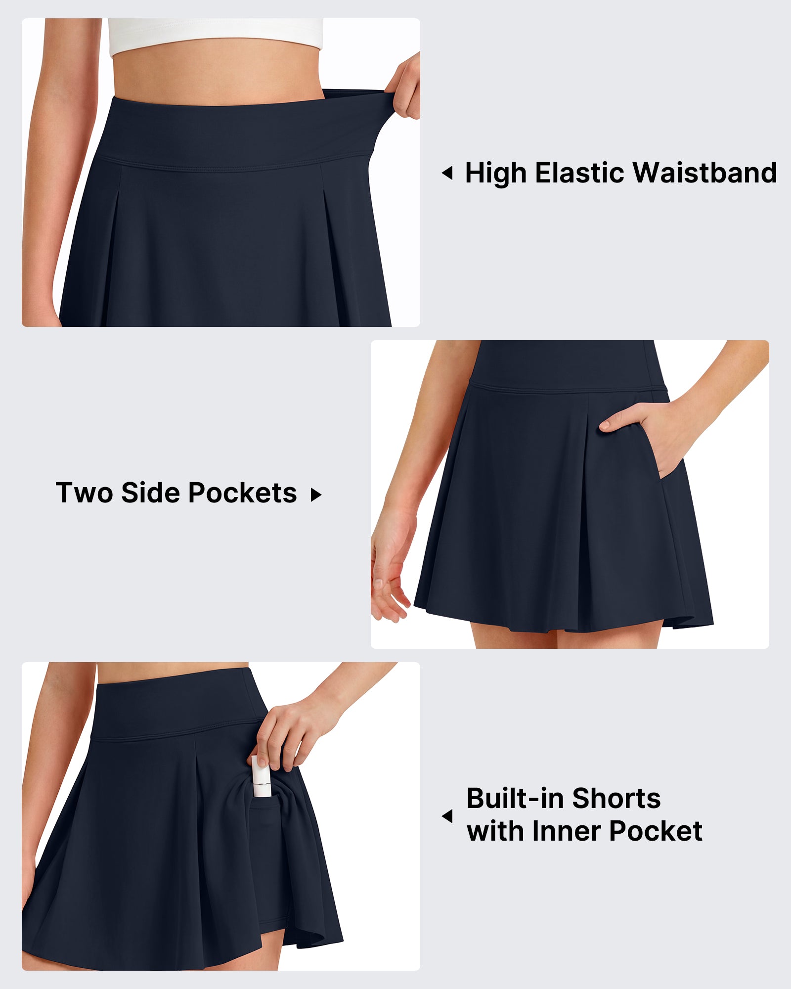 G4Free - G4Free Chillwhisp Pleated Tennis Skirt for Girls – High Waisted Skort with 4 Pockets -GF26HG946A001A-S