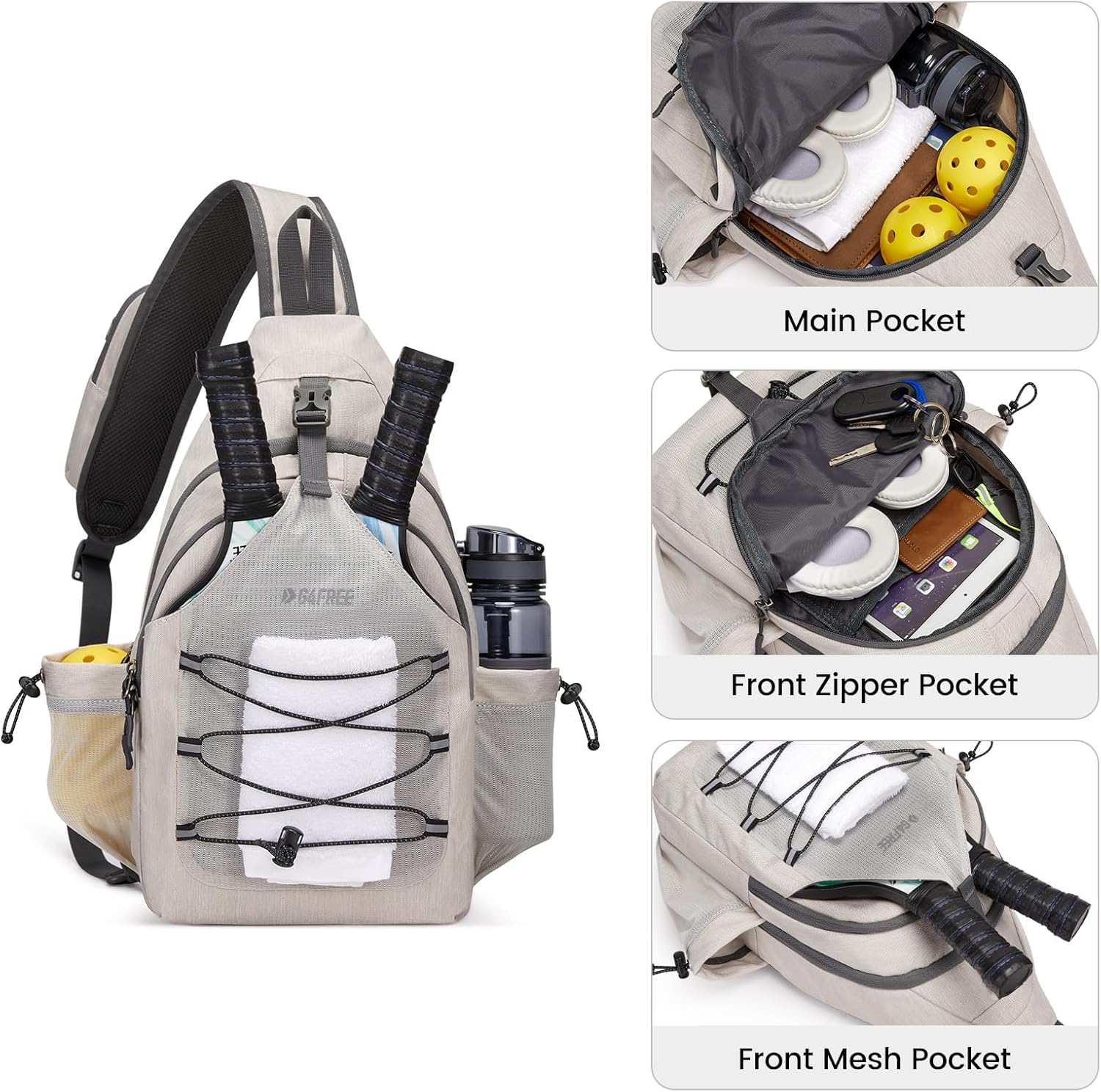 G4Free - G4Free Crossbody Sling Pickleball Paddle Bag -TN23B269D