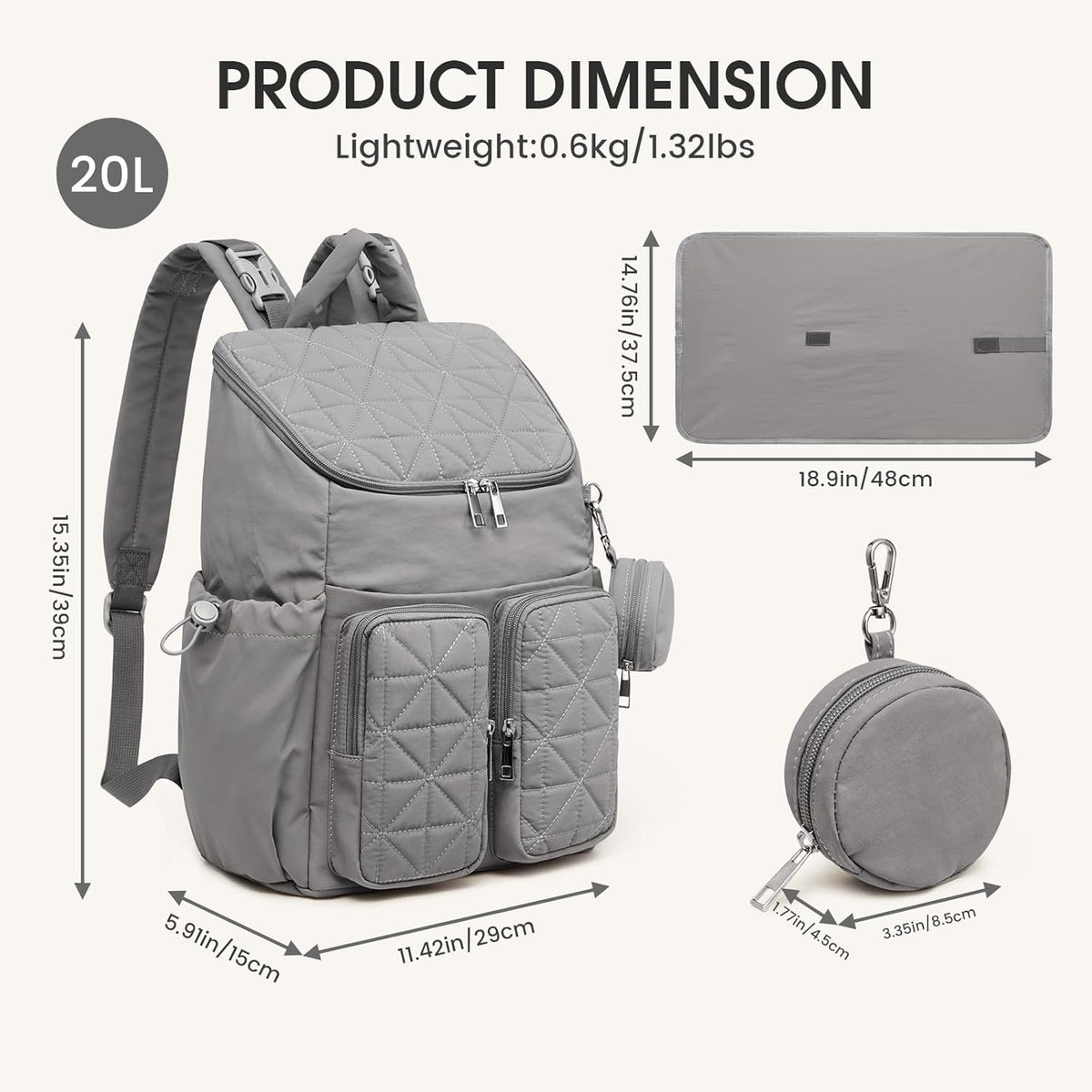 G4Free - G4Free Diaper Bag Backpack with Pacifier Case & Insulated Pockets -TN25B571C
