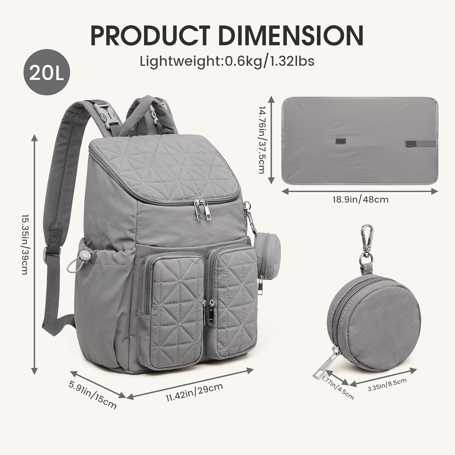 G4Free - G4Free Diaper Bag Backpack with Pacifier Case & Insulated Pockets -TN25B571C