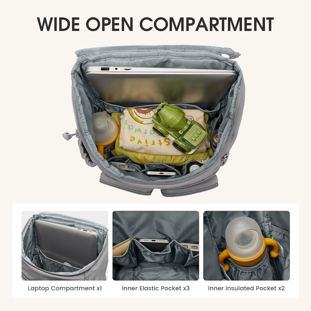 G4Free - G4Free Diaper Bag Backpack with Pacifier Case & Insulated Pockets -TN25B571C