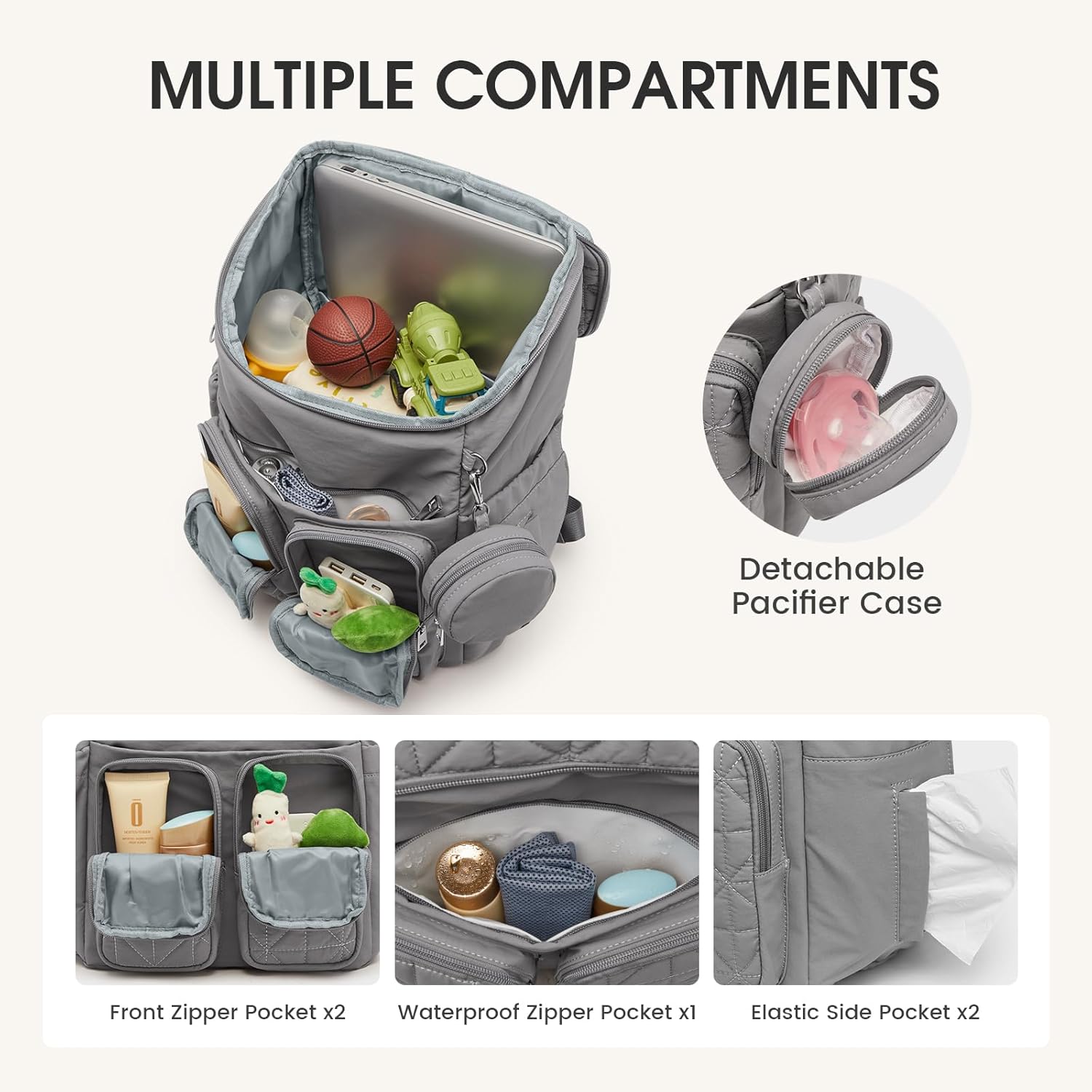 G4Free - G4Free Diaper Bag Backpack with Pacifier Case & Insulated Pockets -TN25B571C