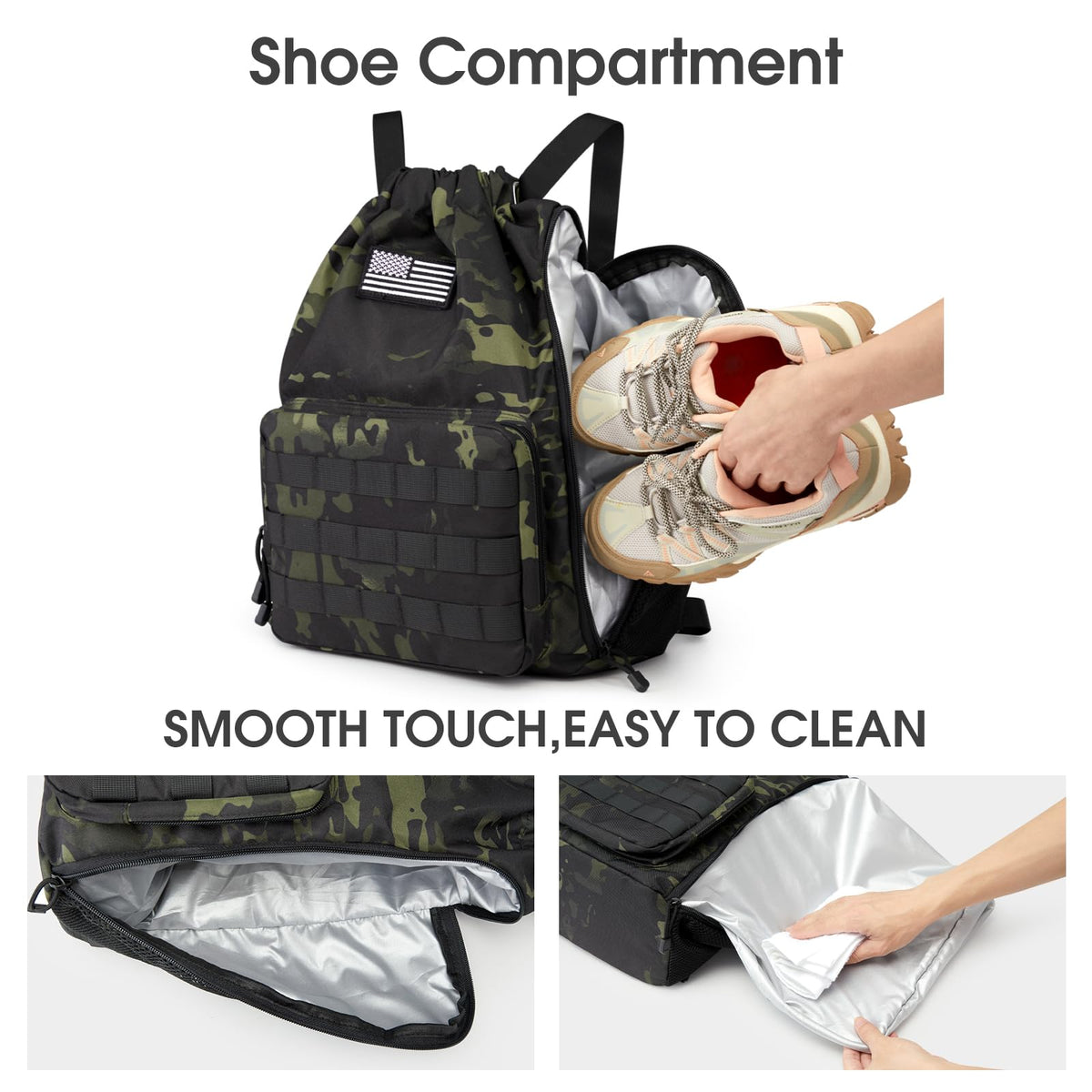 G4Free - G4Free Drawstring Backpack Sports Gym Bag with Shoes Compartment -TN23B194C