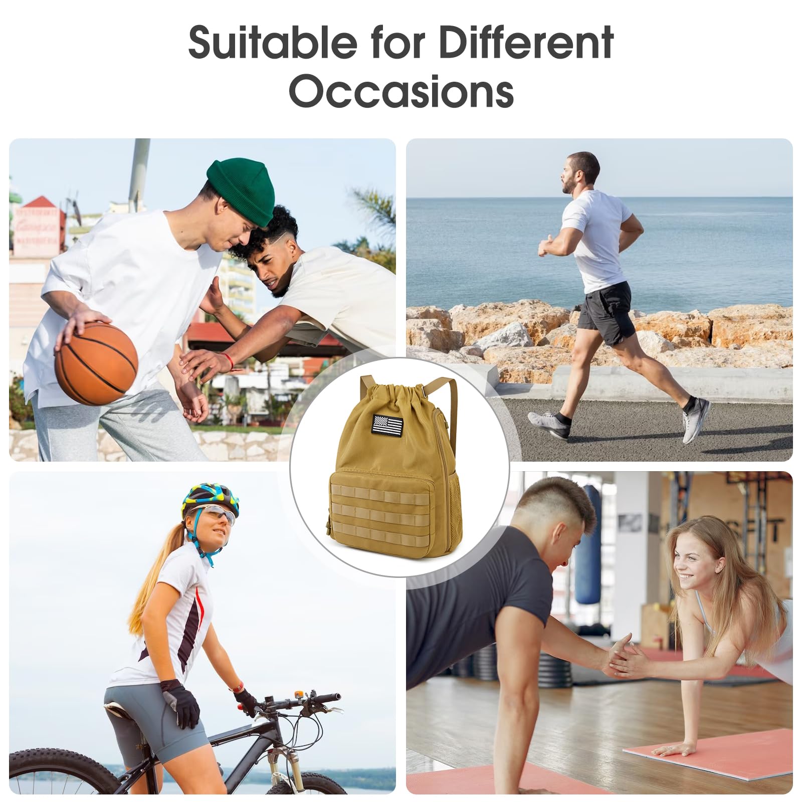 G4Free - G4Free Drawstring Backpack Sports Gym Bag with Shoes Compartment -TN23B194C