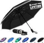 G4Free - G4Free Eco Fiberglass Frame Double Canopy Reflective Strip Auto Folding Umbrella -TN24A423A