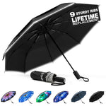 G4Free - G4Free Eco Fiberglass Frame Double Canopy Reflective Strip Auto Folding Umbrella -TN24A423A