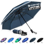 G4Free - G4Free Eco Fiberglass Frame Double Canopy Reflective Strip Auto Folding Umbrella -TN24A423B
