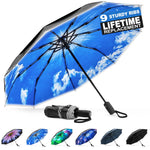 G4Free - G4Free Eco Fiberglass Frame Double Canopy Reflective Strip Auto Folding Umbrella -TN24A424A