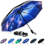 G4Free - G4Free Eco Fiberglass Frame Double Canopy Reflective Strip Auto Folding Umbrella -TN24A424B