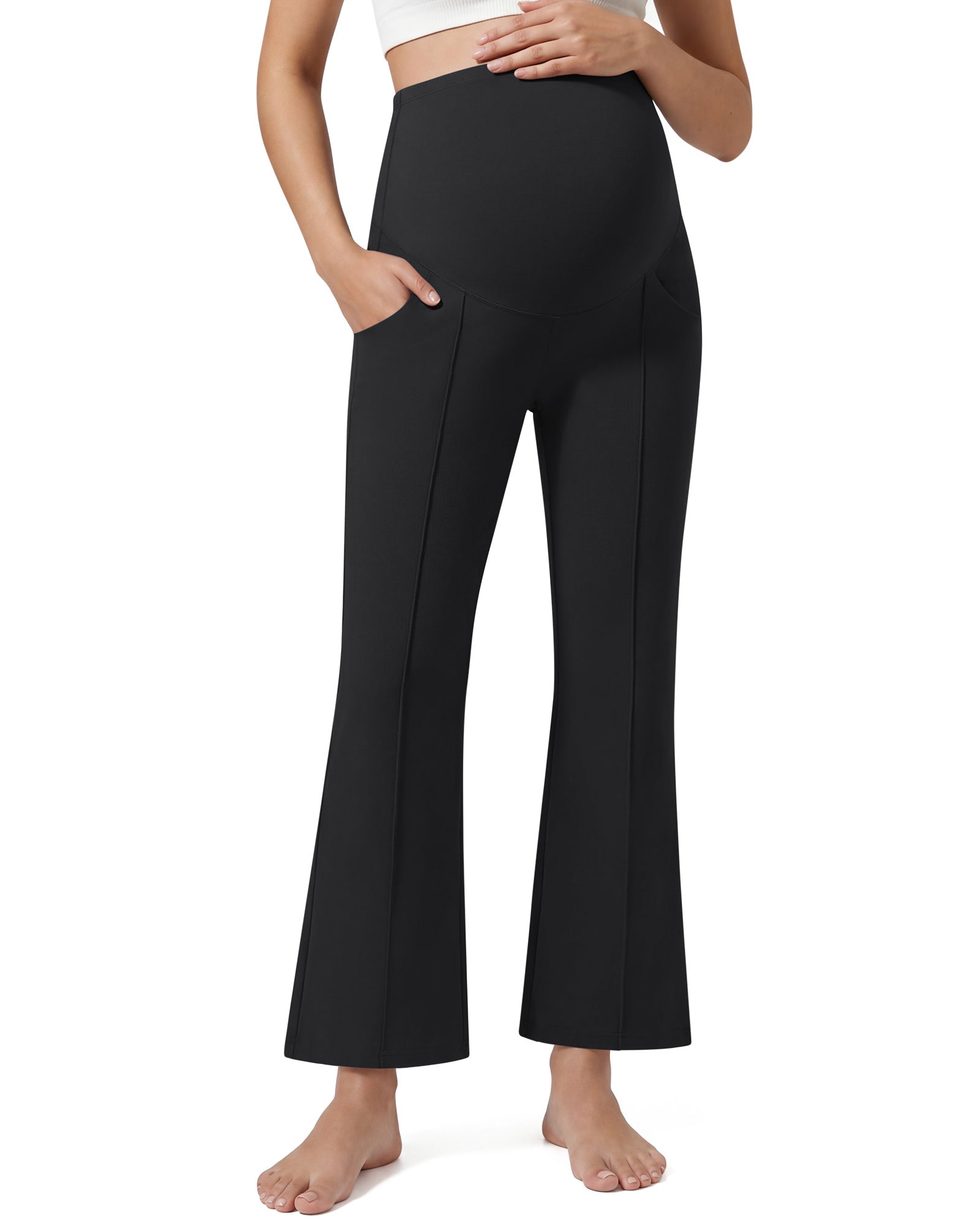 G4Free - G4Free EverGoing Maternity Flare Leggings with Pockets – Over the Belly 25'' -GF26AY1008A001A-S