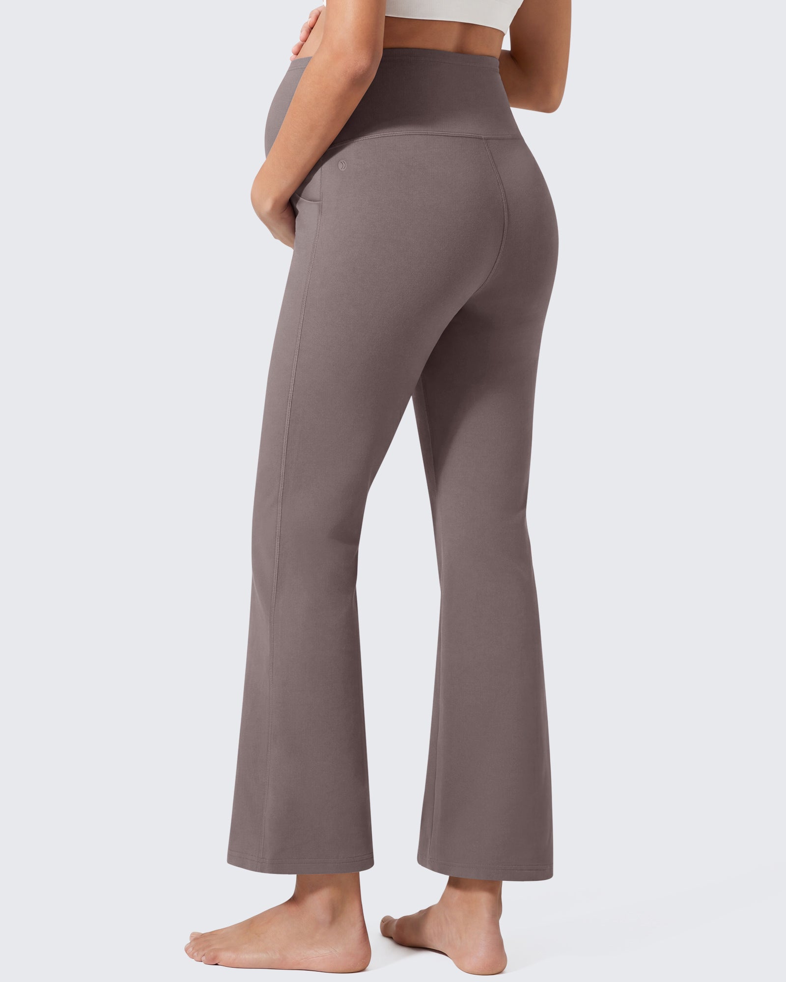 G4Free - G4Free EverGoing Maternity Flare Leggings with Pockets – Over the Belly 25'' -GF26AY1008A001A-S