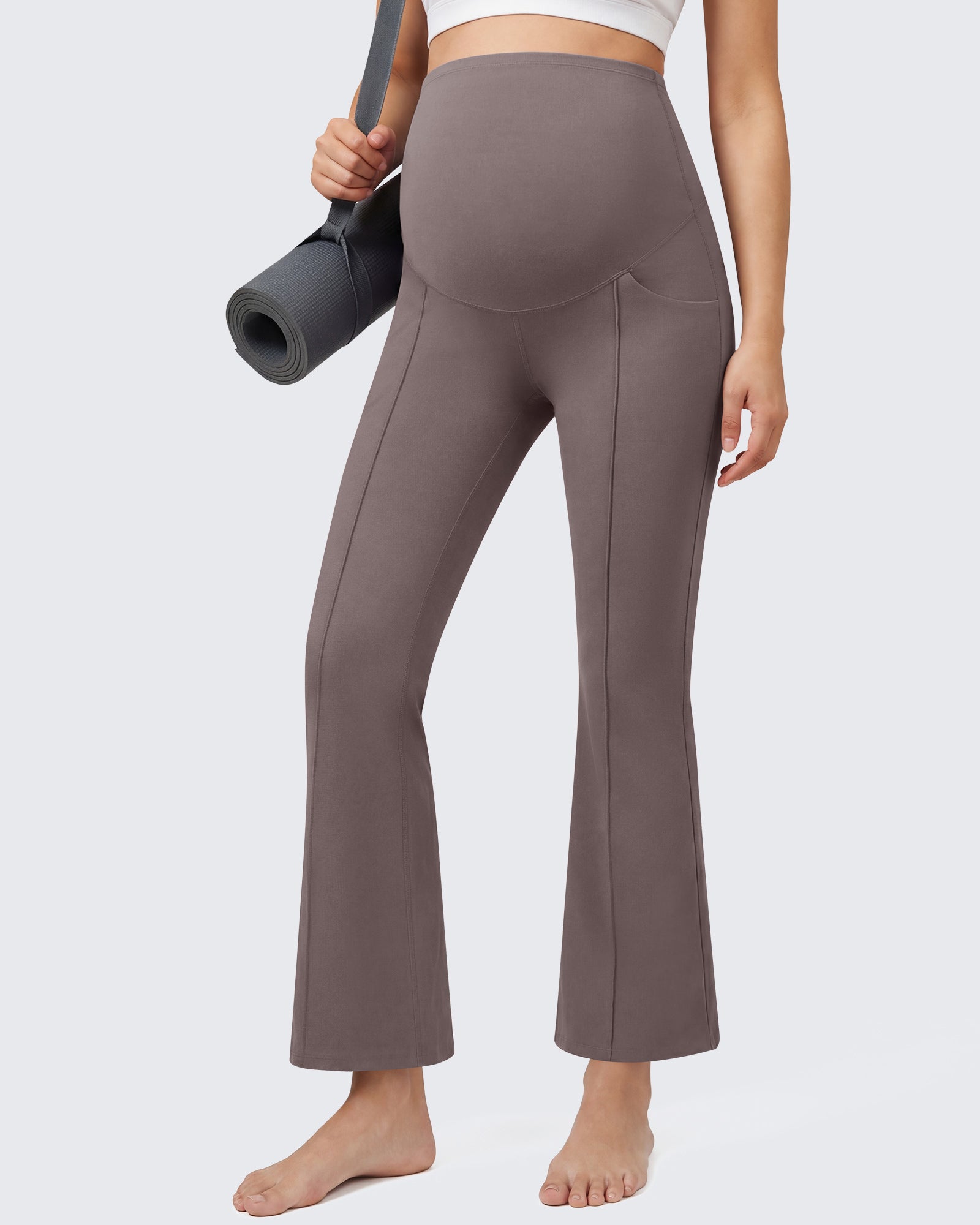 G4Free - G4Free EverGoing Maternity Flare Leggings with Pockets – Over the Belly 25'' -GF26AY1008A001A-S