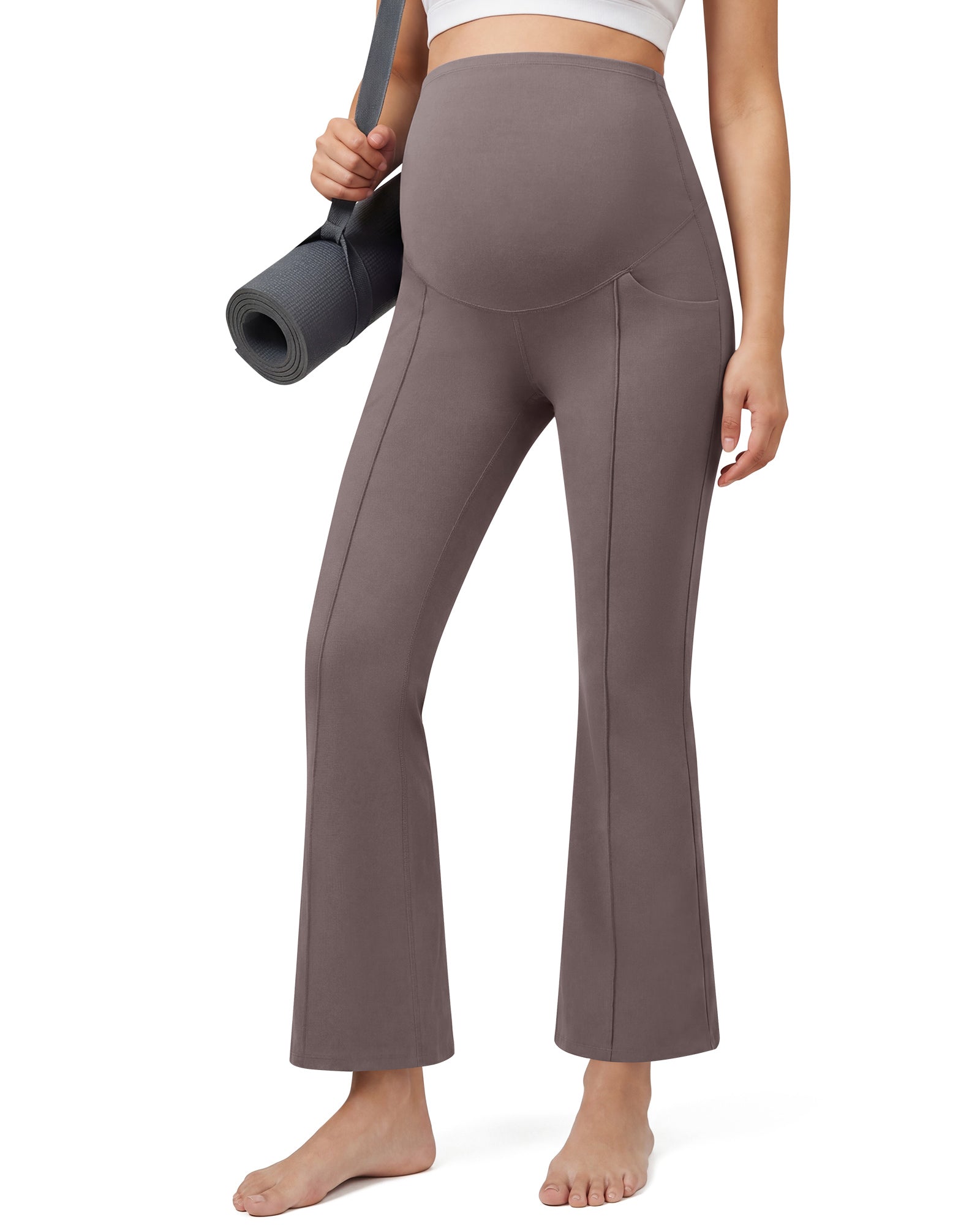 G4Free - G4Free EverGoing Maternity Flare Leggings with Pockets – Over the Belly 25'' -GF26AY1008A001A-S