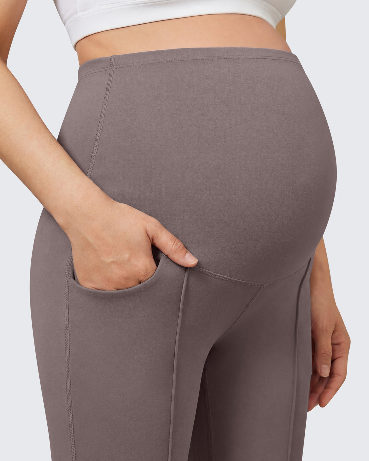 G4Free - G4Free EverGoing Maternity Flare Leggings with Pockets – Over the Belly 25'' -GF26AY1008A001A-S