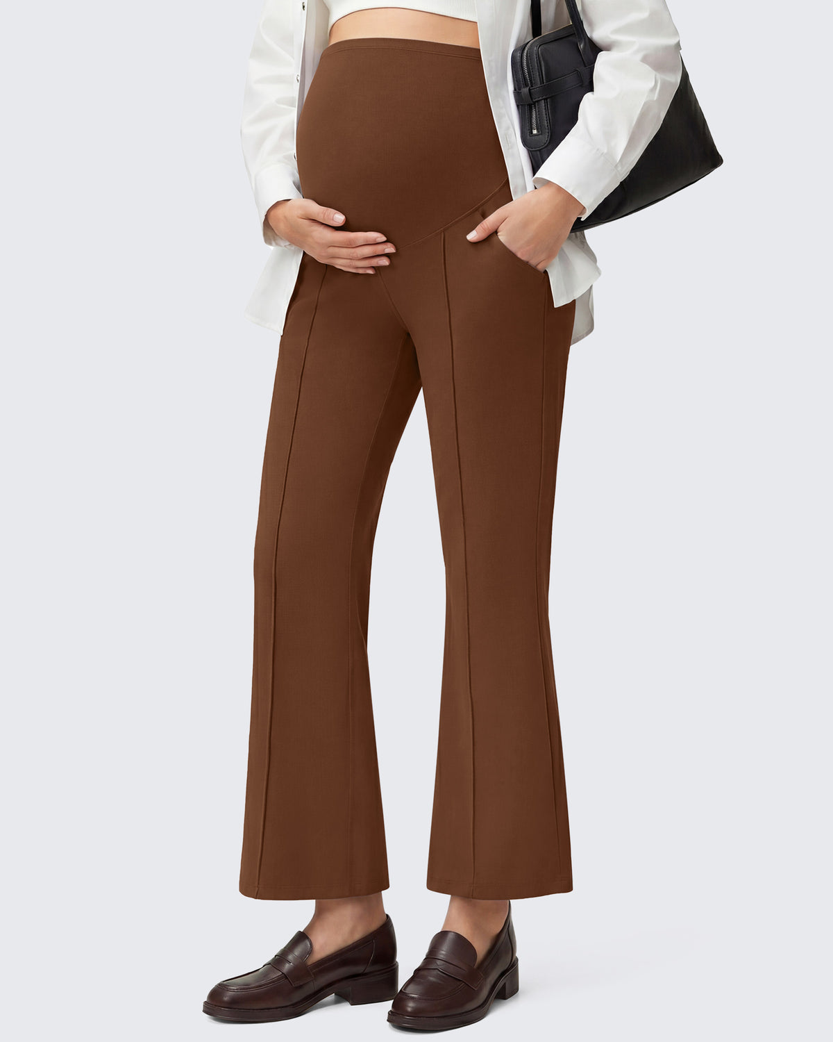 G4Free - G4Free EverGoing Maternity Flare Leggings with Pockets – Over the Belly 25'' -GF26AY1008F004A-S