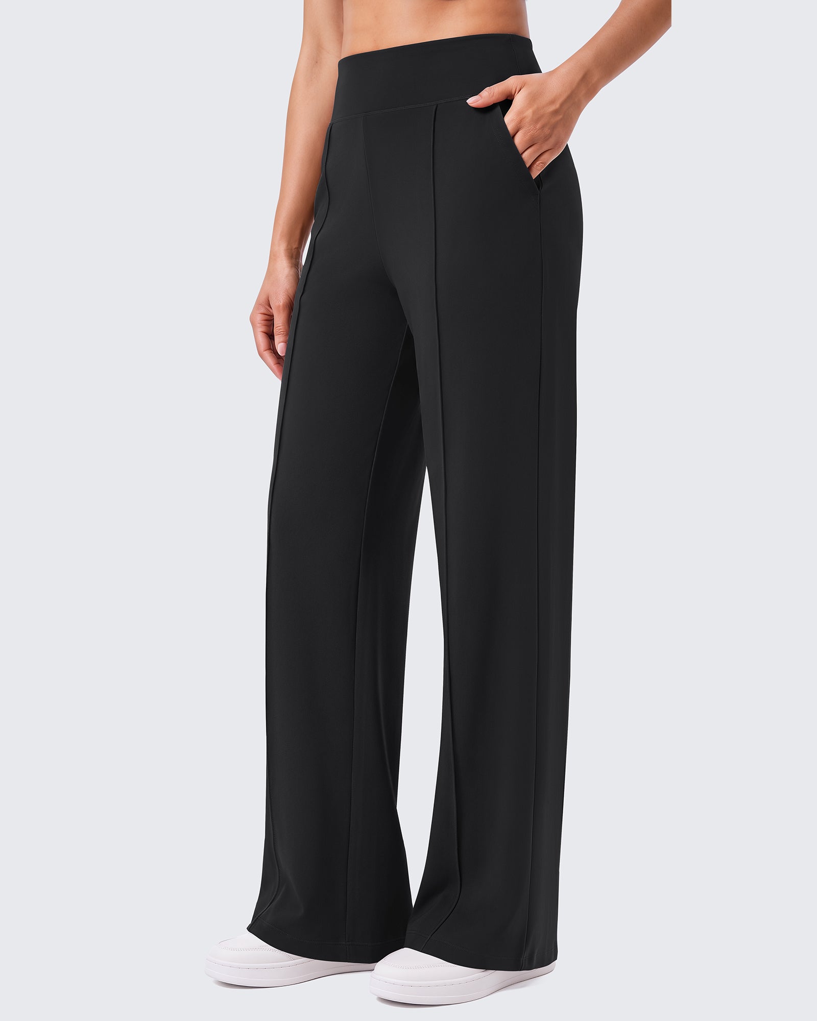G4Free - G4Free EverGoing Wide Leg Yoga Pants High Waist Front Seam with Pockets -GF26J1005A001A-S