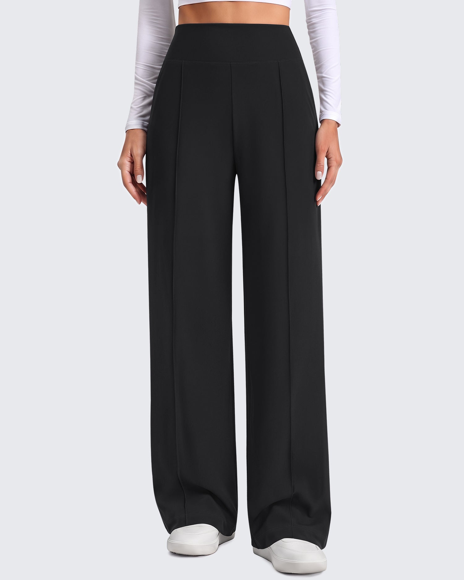 G4Free - G4Free EverGoing Wide Leg Yoga Pants High Waist Front Seam with Pockets -GF26J1005A001A-S