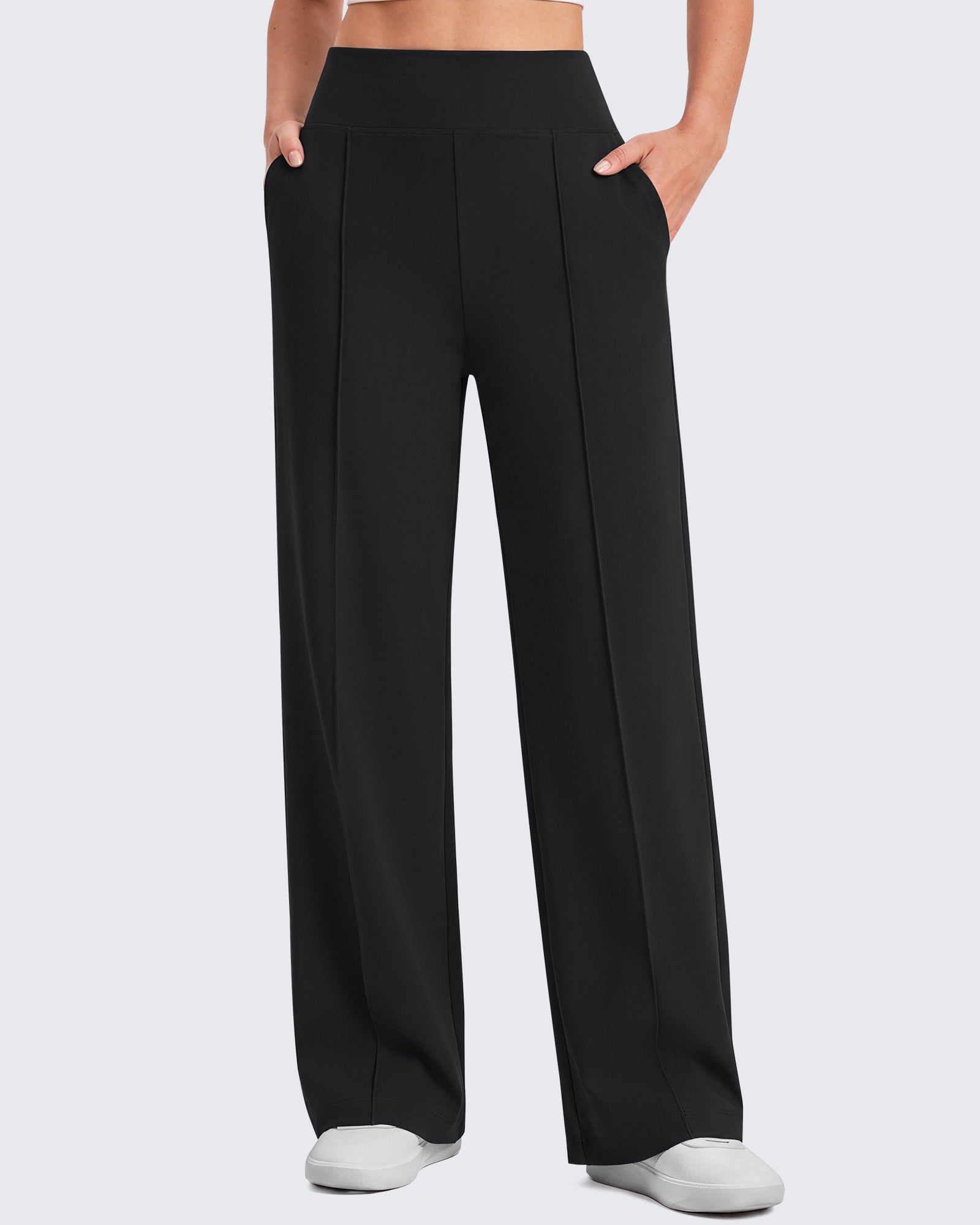 G4Free - G4Free EverGoing Wide Leg Yoga Pants High Waist Front Seam with Pockets -GF26J1005A001A-S