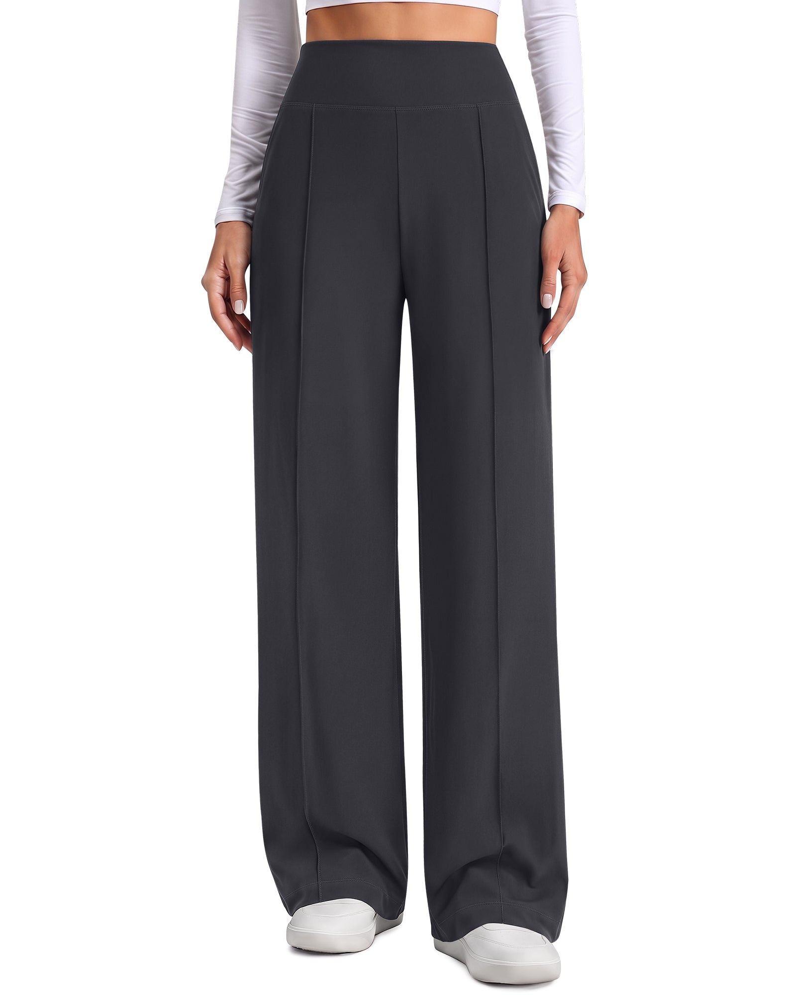 G4Free - G4Free EverGoing Wide Leg Yoga Pants High Waist Front Seam with Pockets -GF26J1005A001A-S