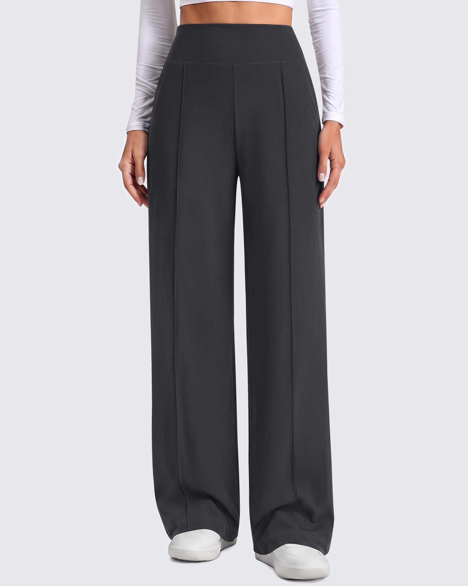 G4Free - G4Free EverGoing Wide Leg Yoga Pants High Waist Front Seam with Pockets -GF26J1005A001A-S