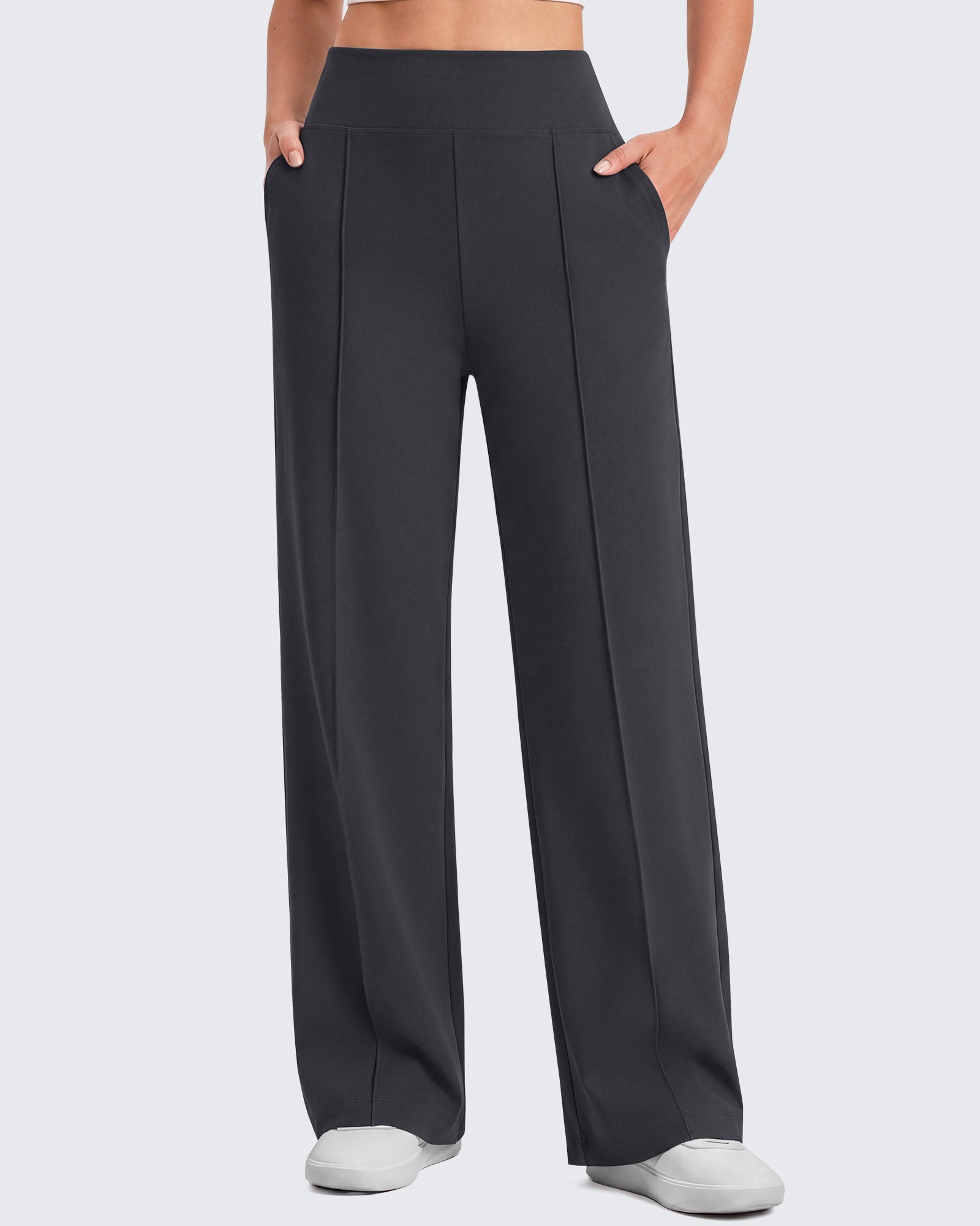 G4Free - G4Free EverGoing Wide Leg Yoga Pants High Waist Front Seam with Pockets -GF26J1005A001A-S
