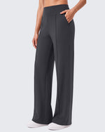 G4Free - G4Free EverGoing Wide Leg Yoga Pants High Waist Front Seam with Pockets -GF26J1005A001A-S